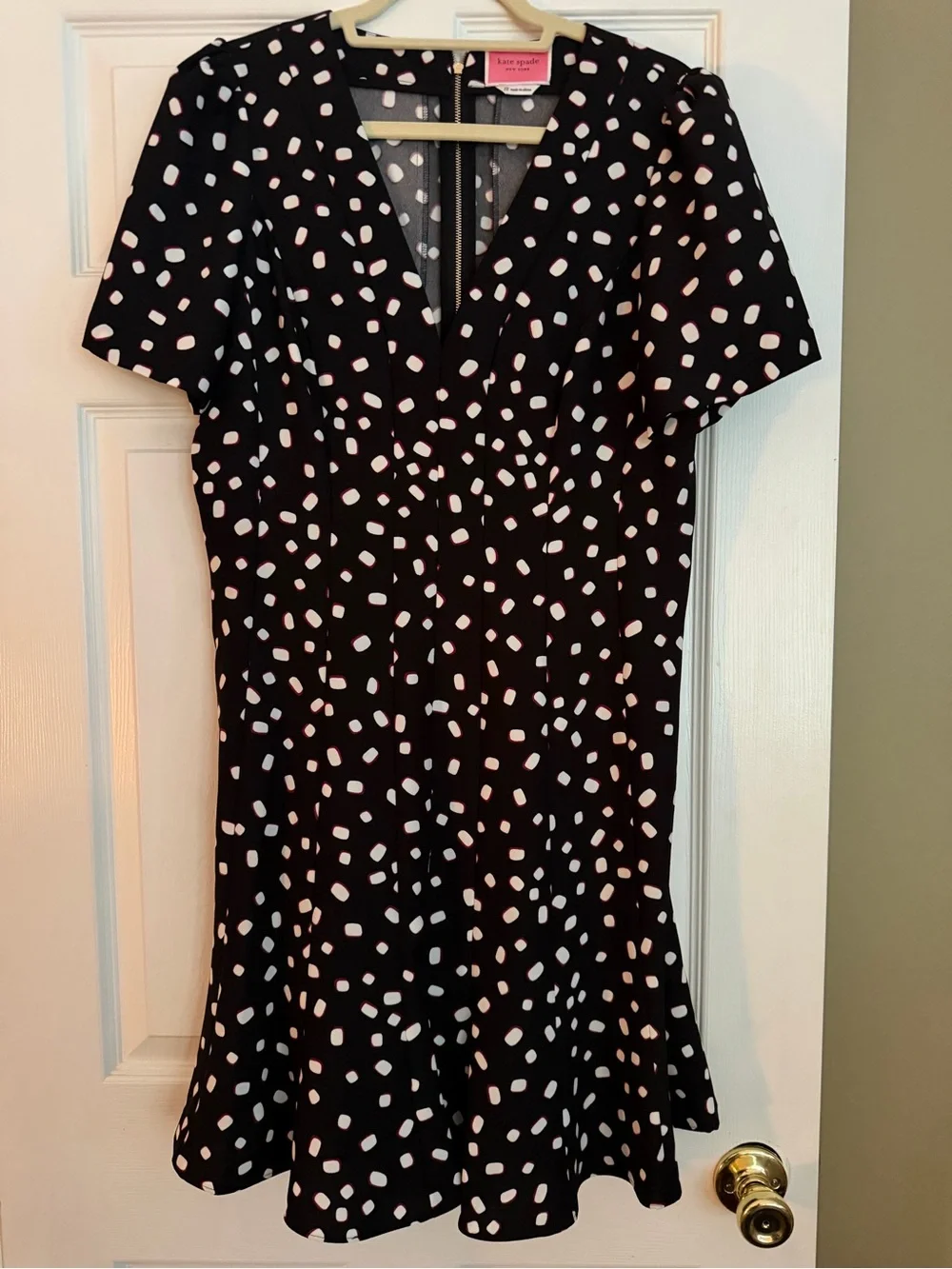 Kate Spade New York Mallow Dot Black Crepe Dress